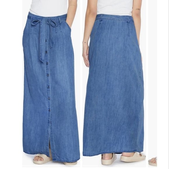 Wash Lab Skirts Wash Lab Soft Denim Buttonfront Maxi Skirt In Nice Blue Poshmark